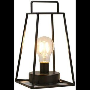JHY DESIGN Retro Style Geometric Table Lamp 10''High Simple Iron Art Cordless
